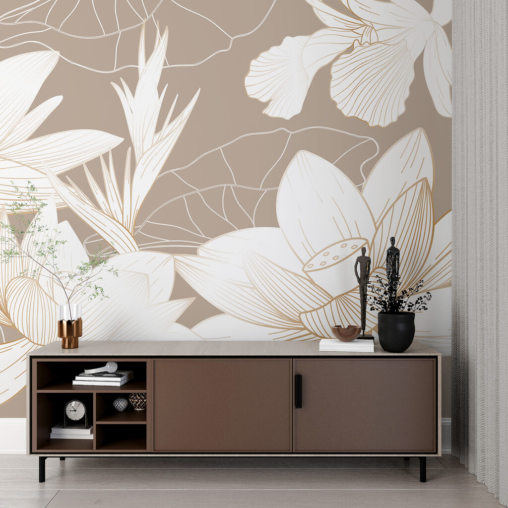 Flores brancas e folhagem — interior 1