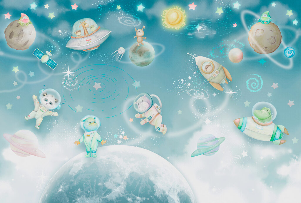 Astronautas e foguetões — design completo