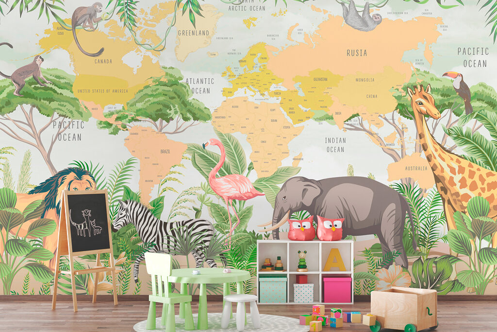 Animais e mapa-múndi — interior 2