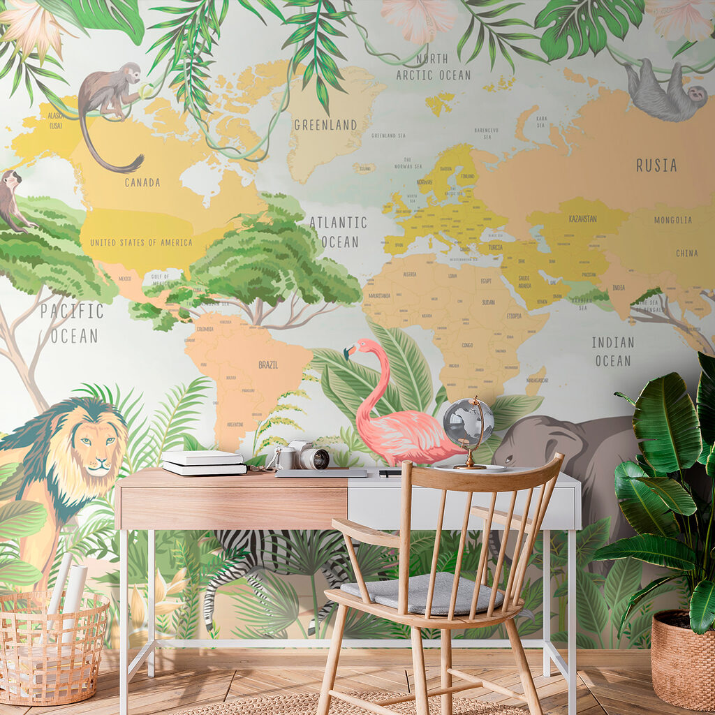 Animais e mapa-múndi — interior 3