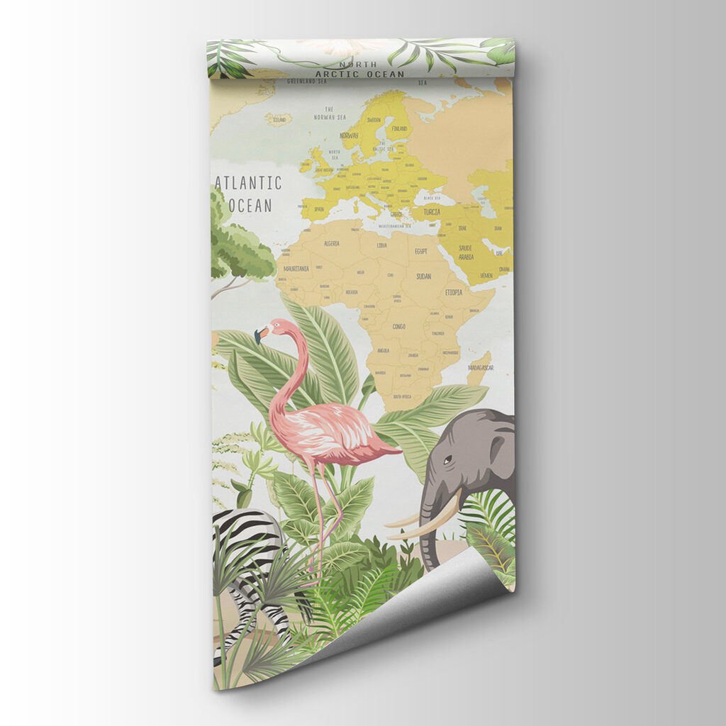 Animais e mapa-múndi — vista do produto