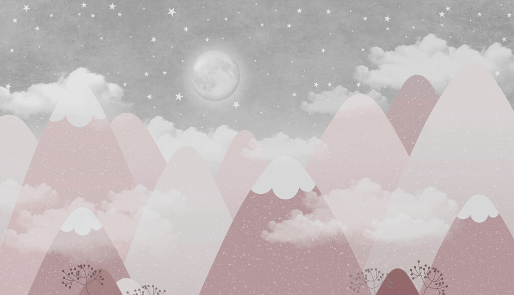 Montanhas nevadas ao luar — design completo