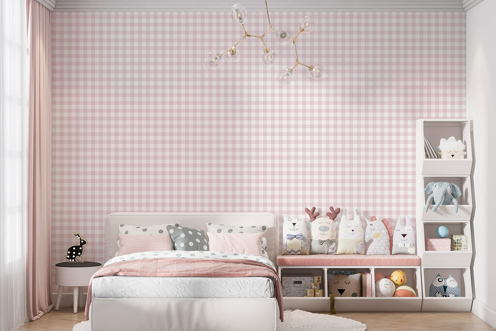 Quadradinhos em tons pastel num interior