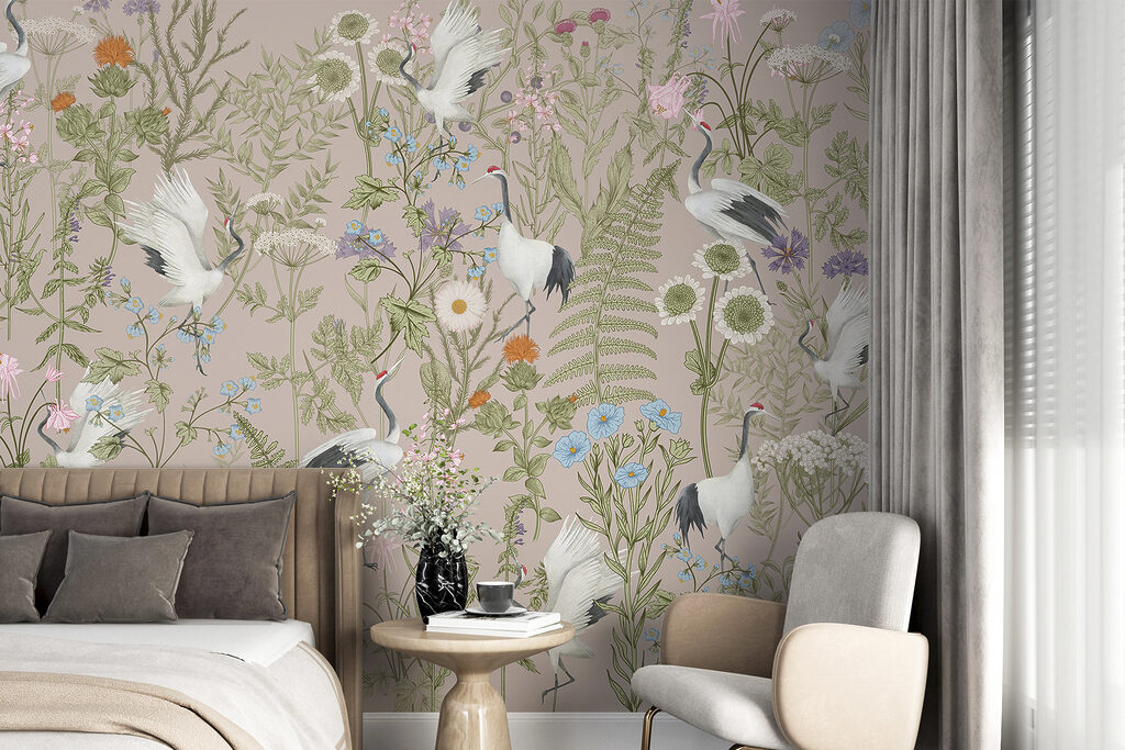 Aves brancas entre flores — interior 1