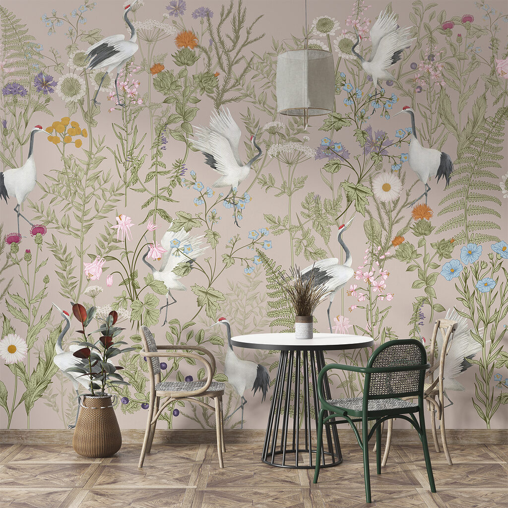 Aves brancas entre flores — interior 3