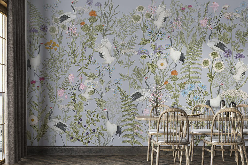 Aves brancas entre flores — interior 3