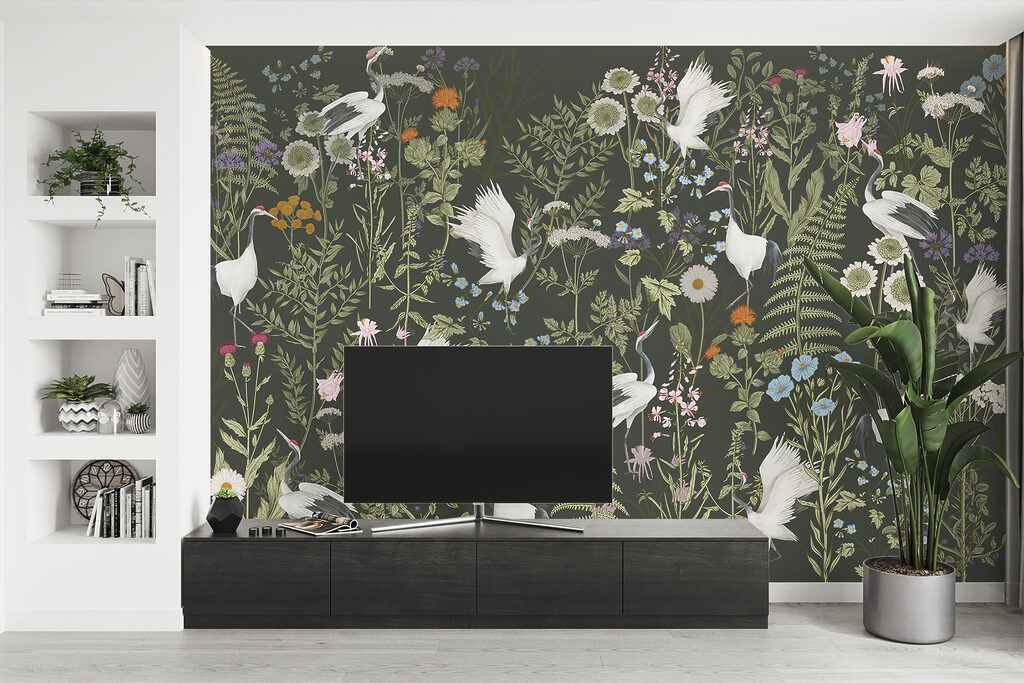 Aves brancas entre flores — interior 1