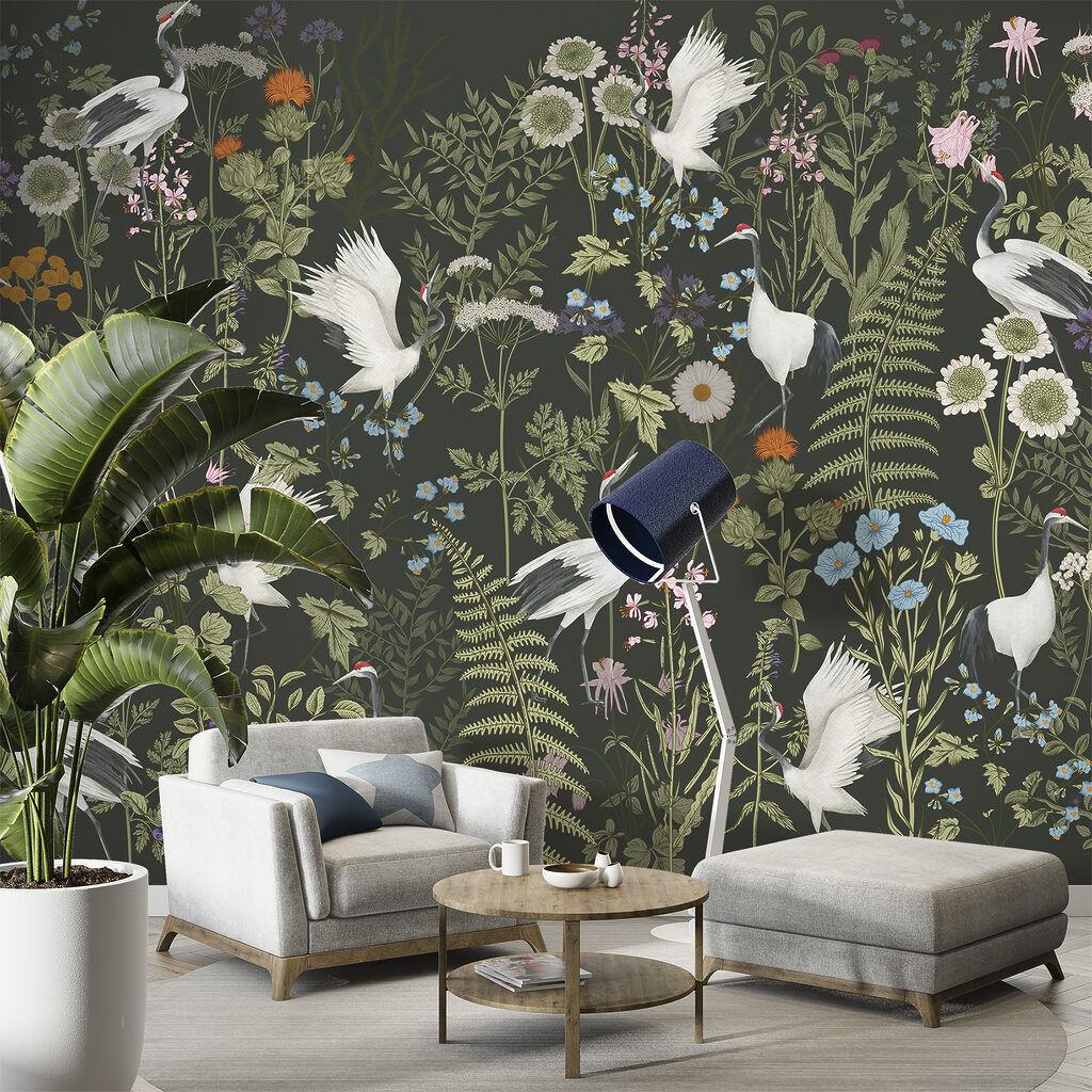 Aves brancas entre flores — interior 3