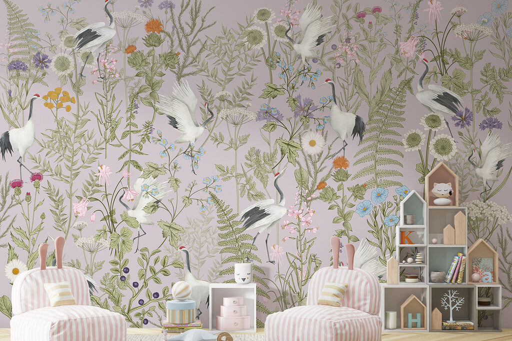 Aves brancas entre flores — interior 3