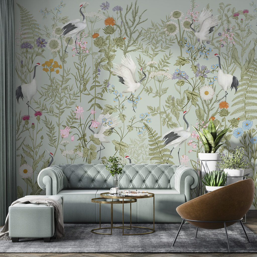 Aves brancas entre flores — interior 1