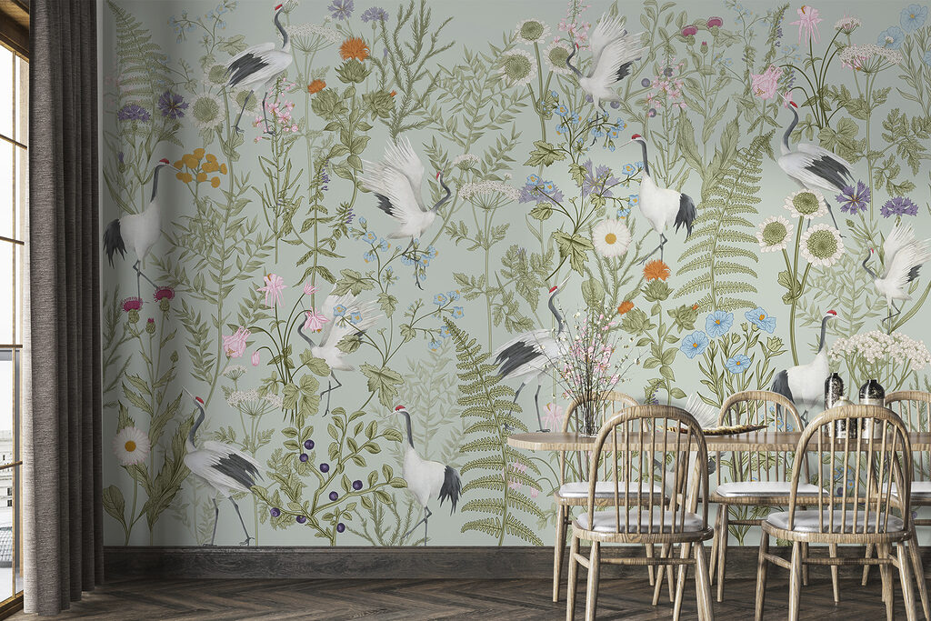 Aves brancas entre flores — interior 2