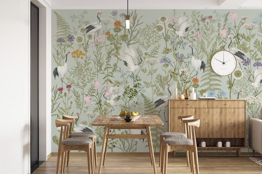 Aves brancas entre flores — interior 3