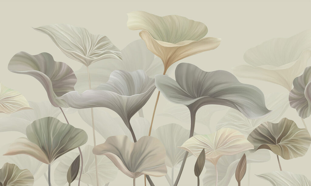 Folhas largas sobre hastes — design completo
