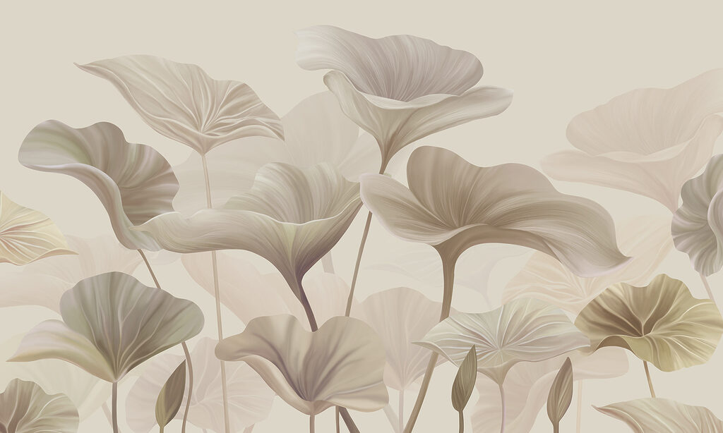 Folhas largas sobre hastes — design completo