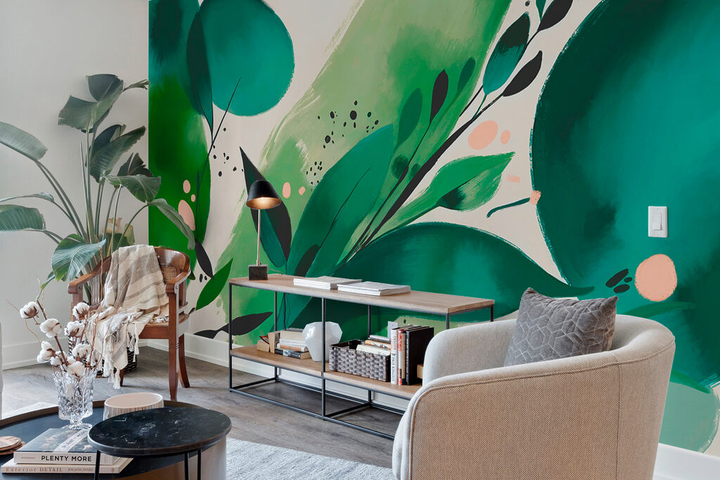 Pinceladas verdes com folhas — interior 4