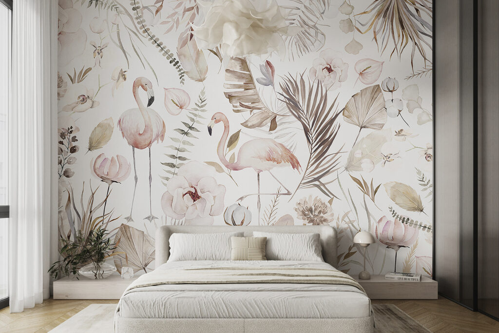 Flamingos entre flores — interior 1