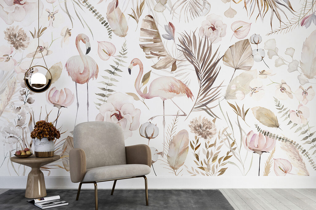 Flamingos entre flores — interior 2