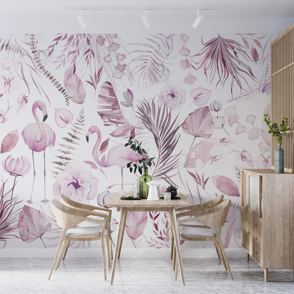 Flamingos entre flores — interior 1