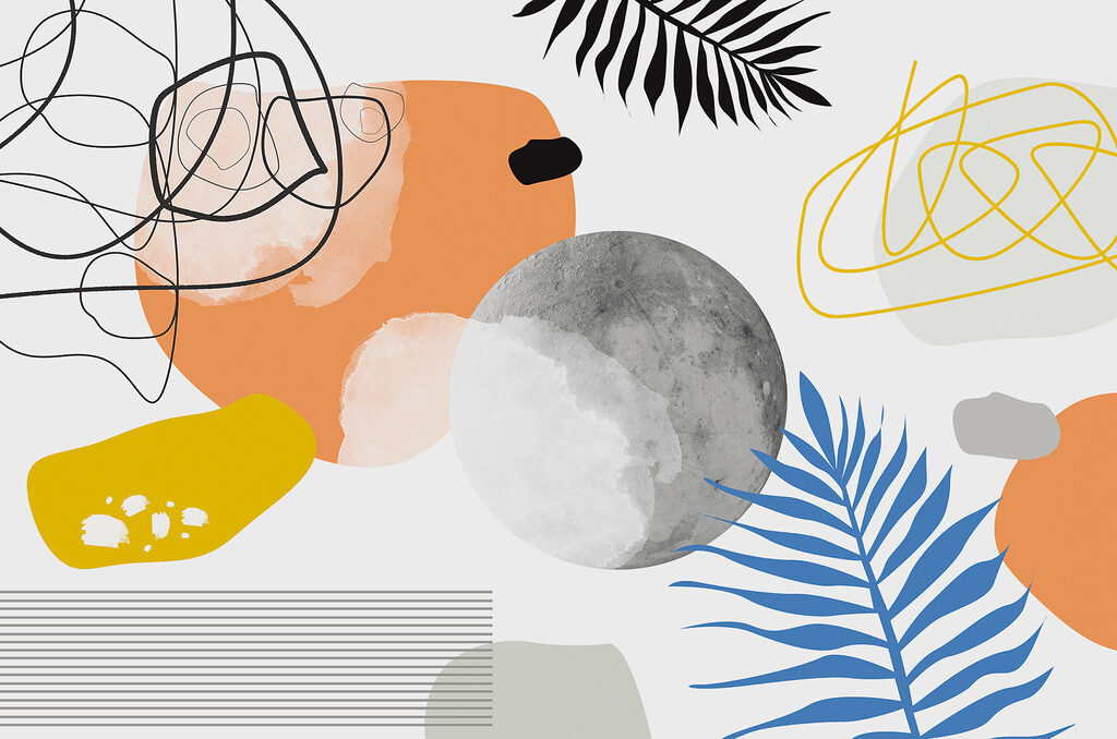 Formas soltas em azul — design completo