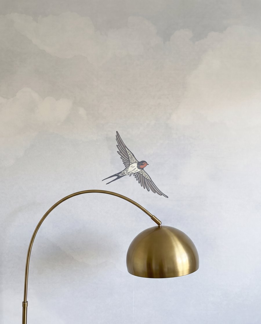 Aves entre nuvens — detalhe
