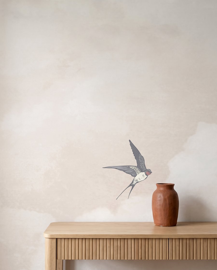 Aves entre nuvens — detalhe
