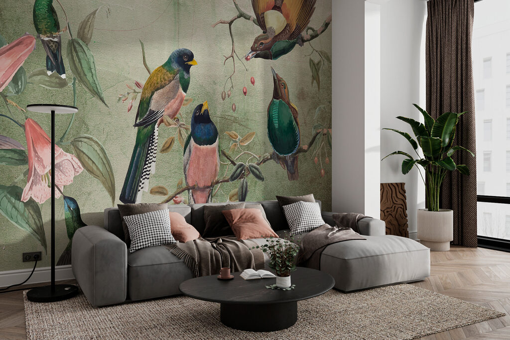 Aves coloridas em ramos — interior 3
