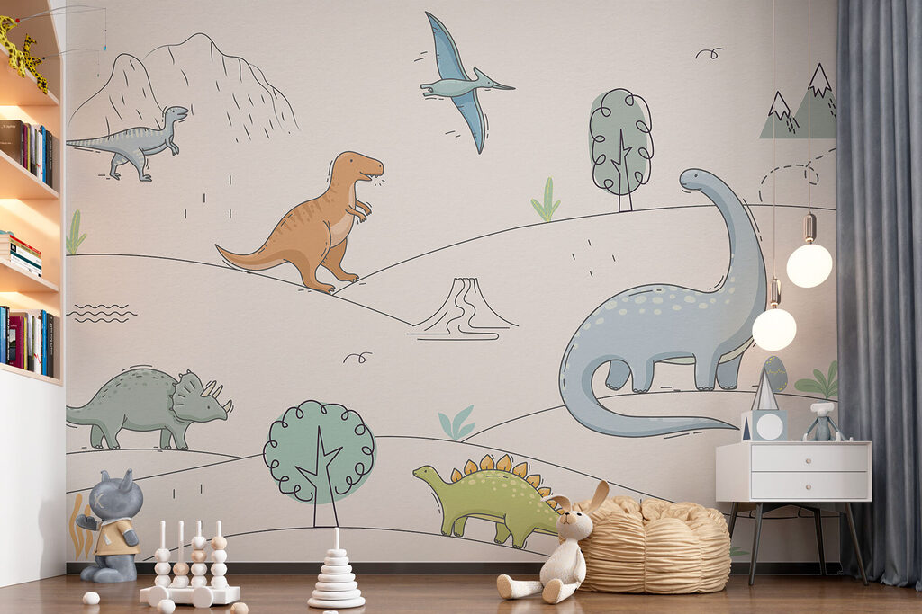 Dinossauros em contornos finos — interior 1