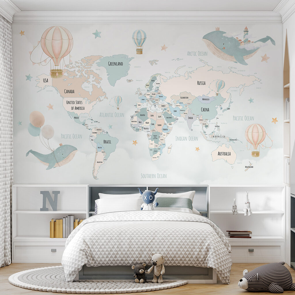 Mapa-mundo com baleias — interior 1