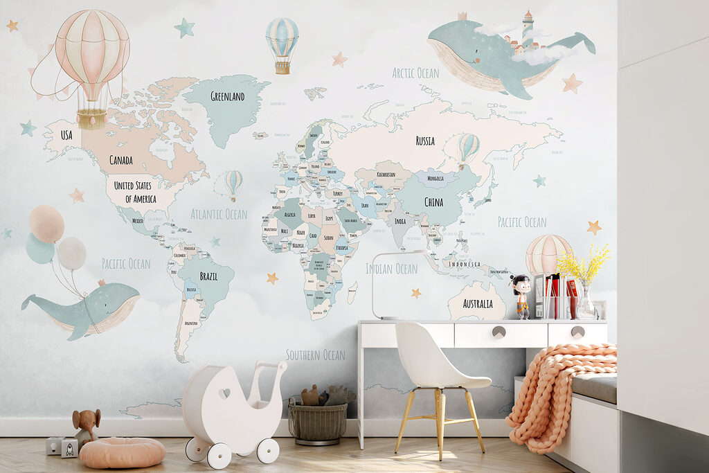 Mapa-mundo com baleias — interior 3