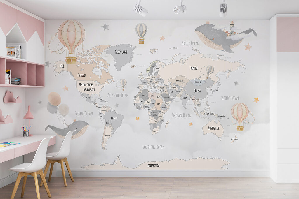 Mapa-mundo com baleias — interior 2