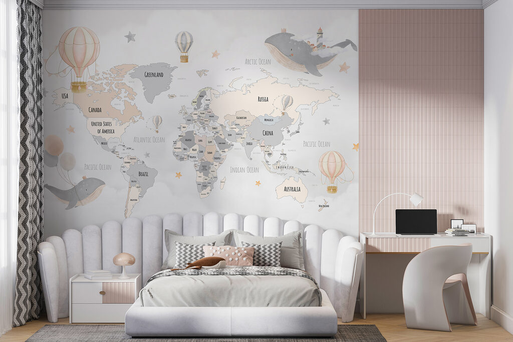 Mapa-mundo com baleias — interior 3