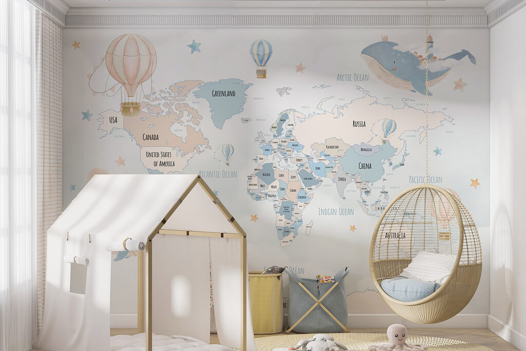Mapa-mundo com baleias — interior 1
