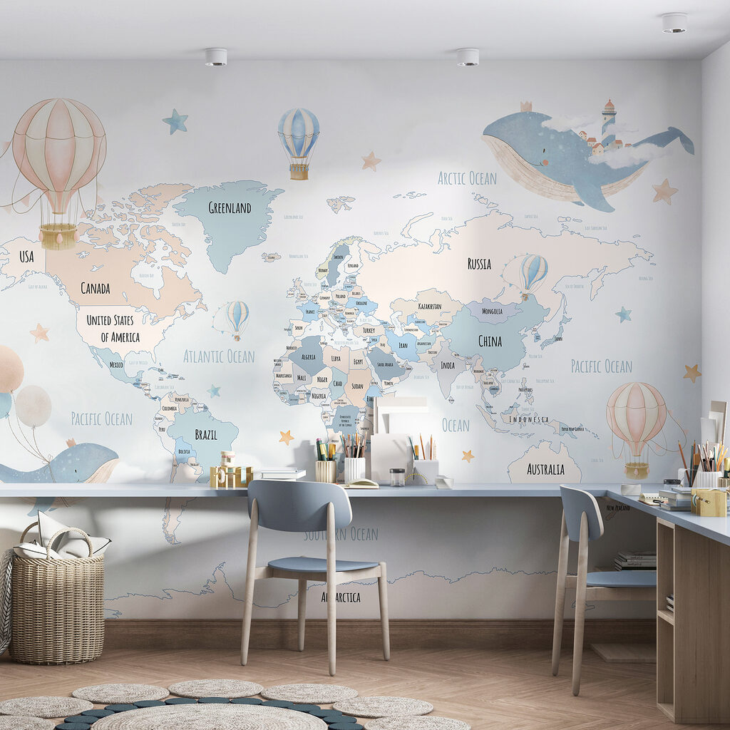 Mapa-mundo com baleias — interior 2