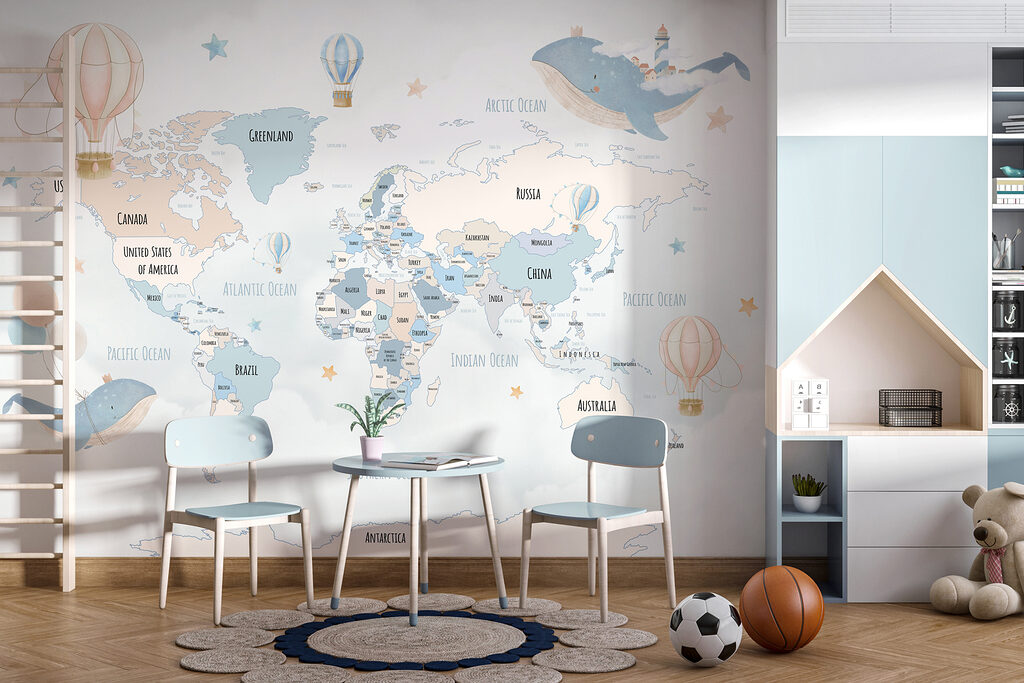 Mapa-mundo com baleias — interior 3