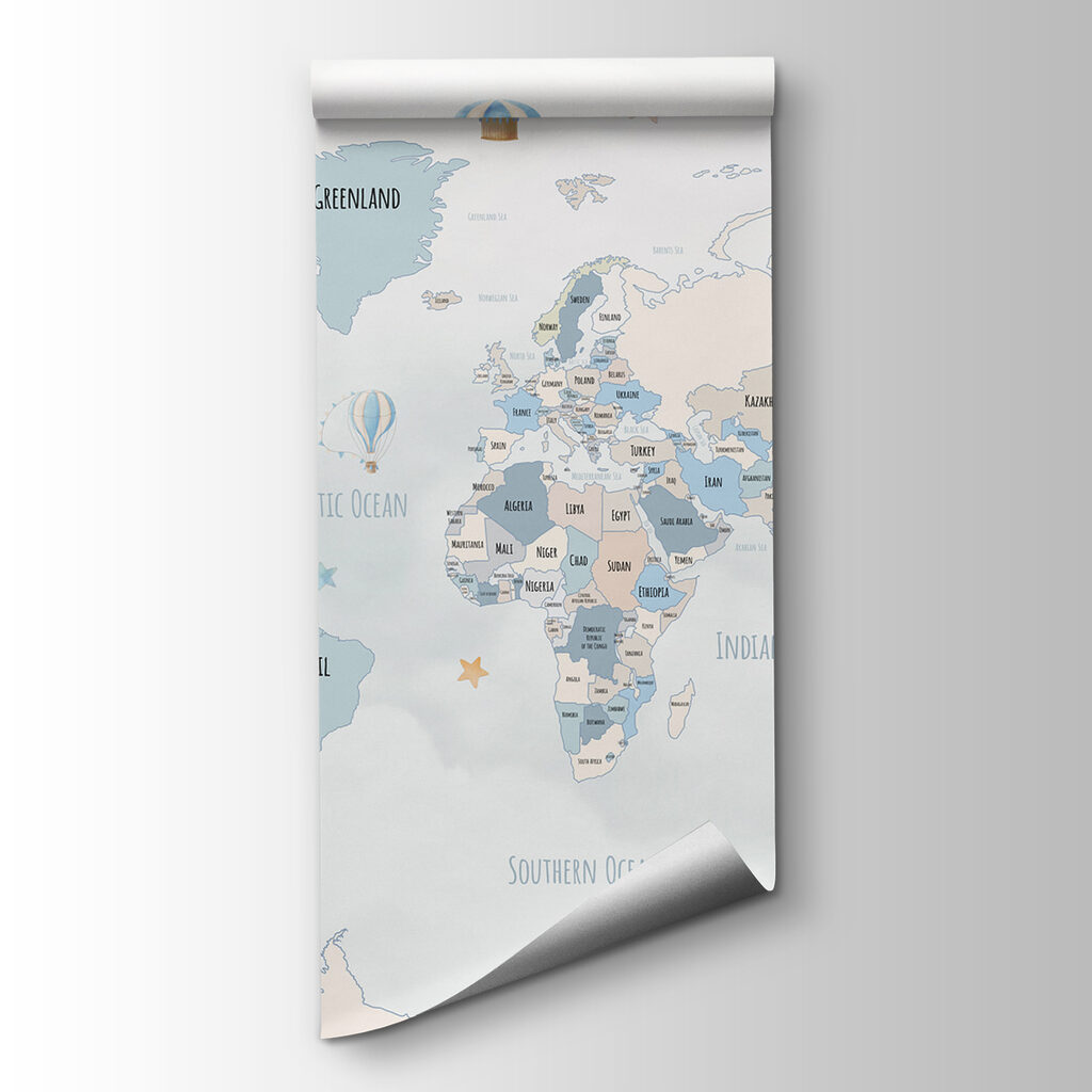 Mapa-mundo com baleias — vista do produto