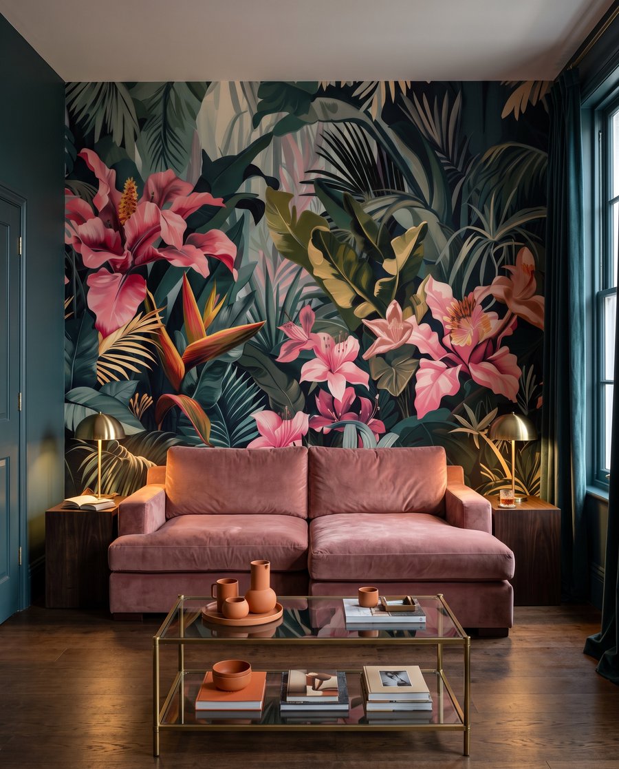 Flores rosa em folhagem — interior 4