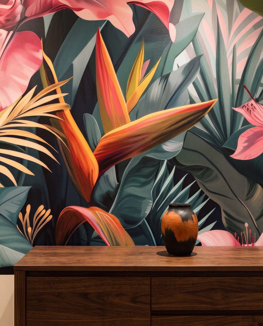 Flores rosa em folhagem — interior 5