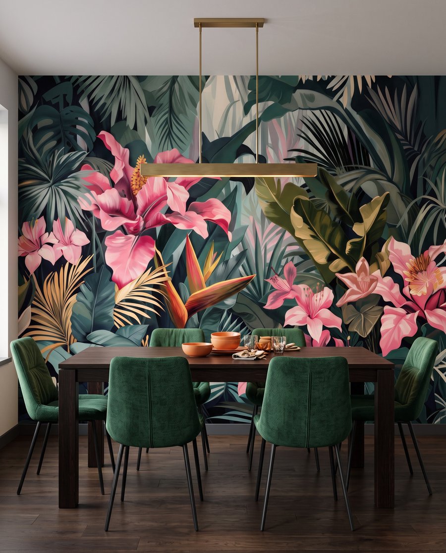 Flores rosa em folhagem — interior 6