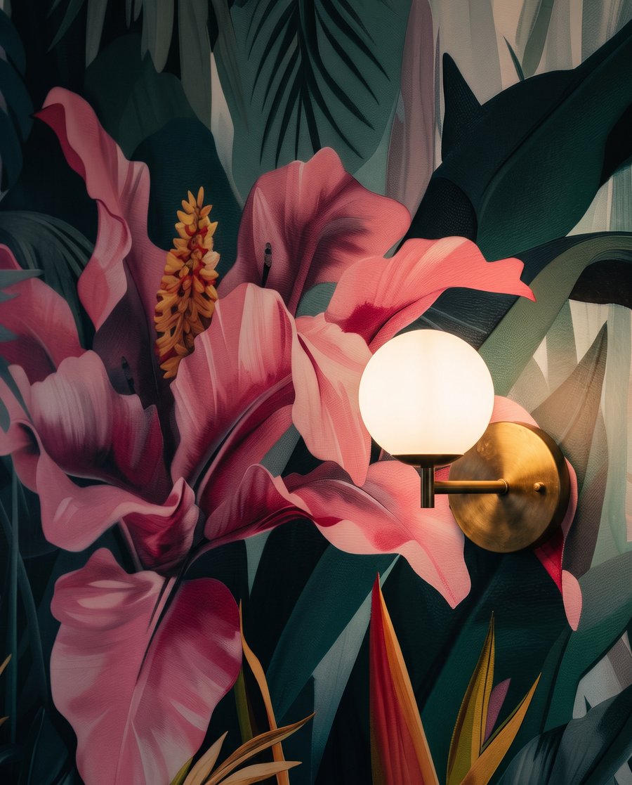 Flores rosa em folhagem — detalhe