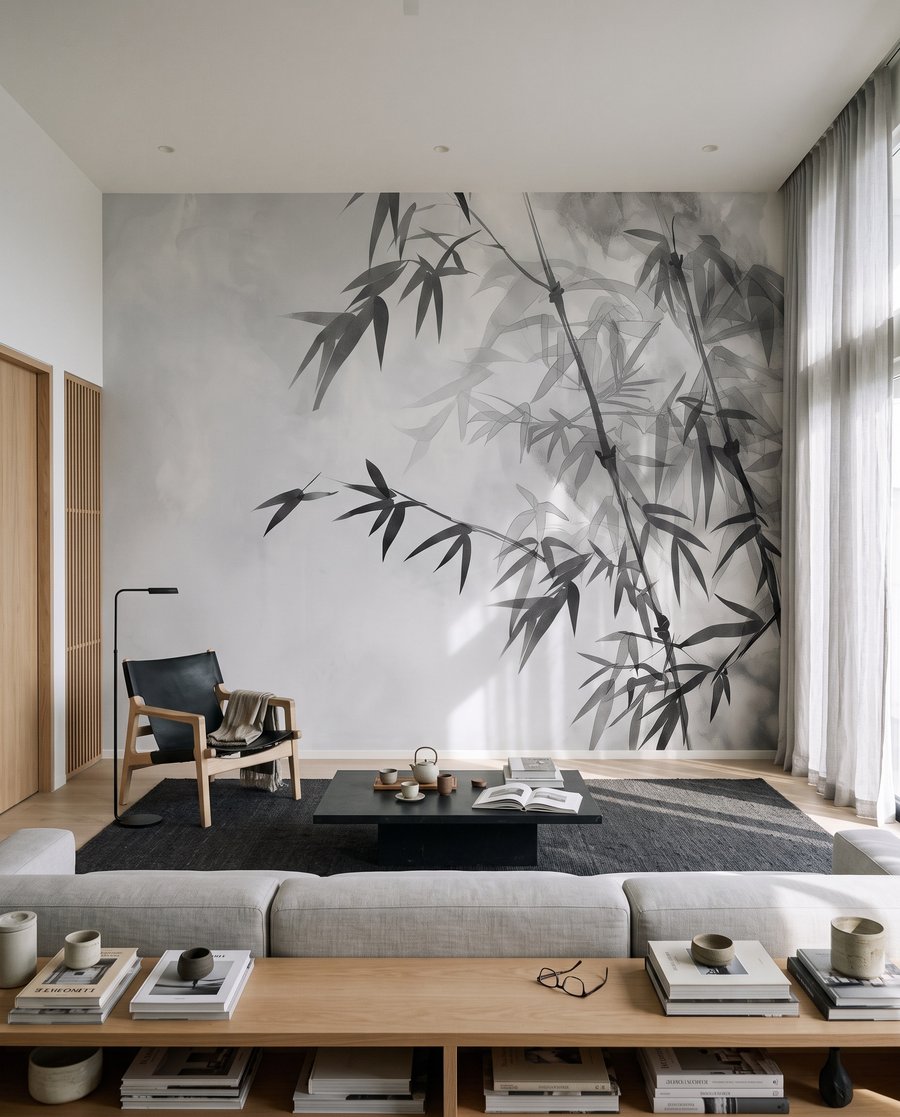 Bambu em fundo claro — interior 1