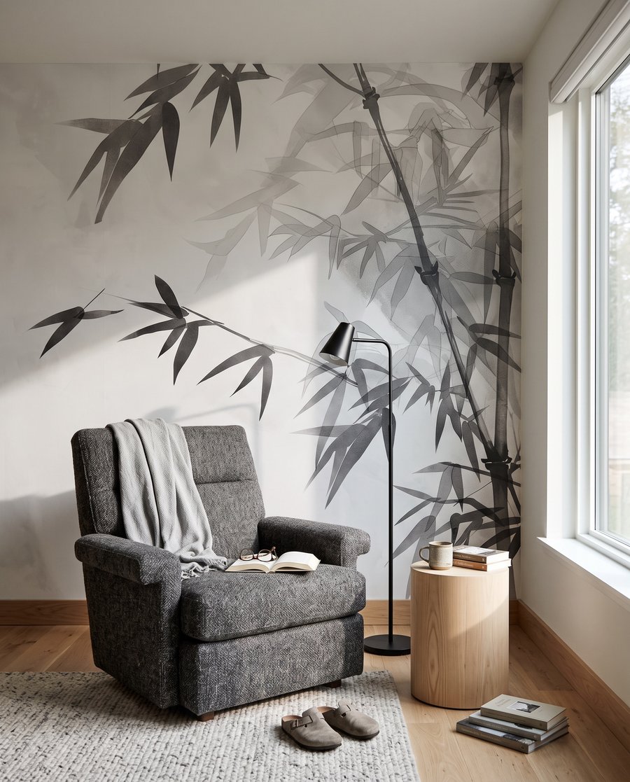 Bambu em fundo claro — interior 3
