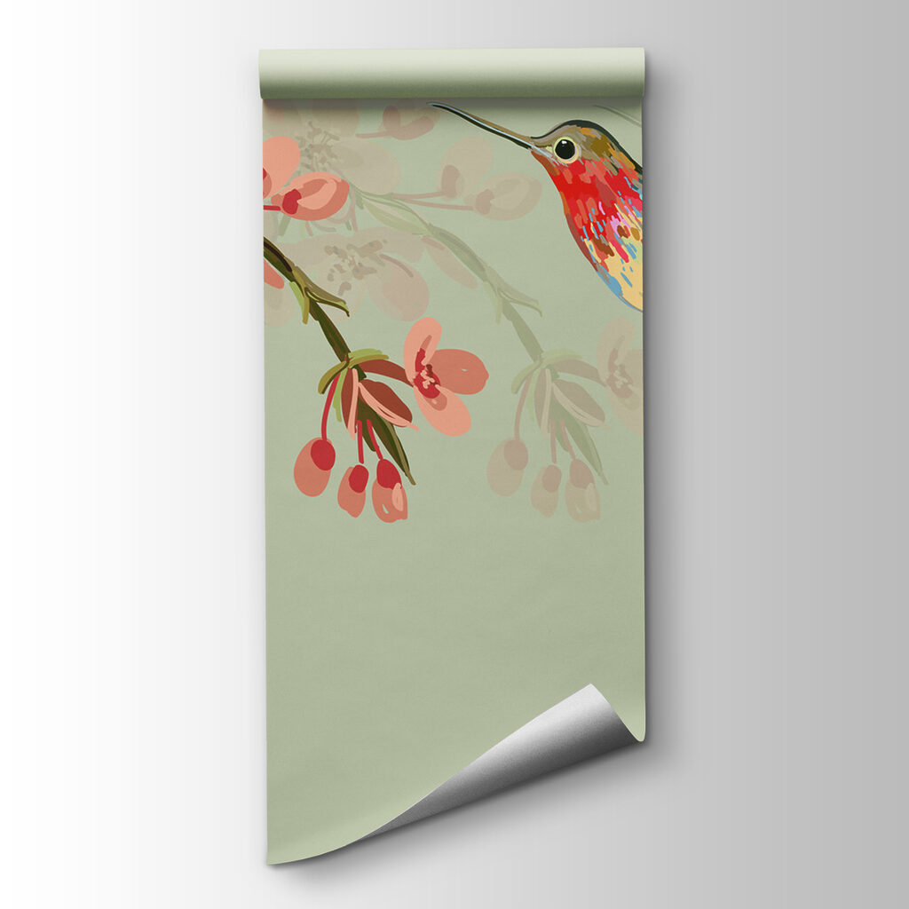 Colibri entre flores rosa — vista do produto