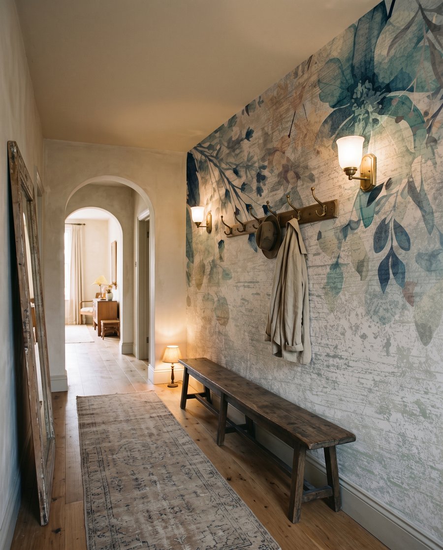 Flores azuis sobre patina — interior 5