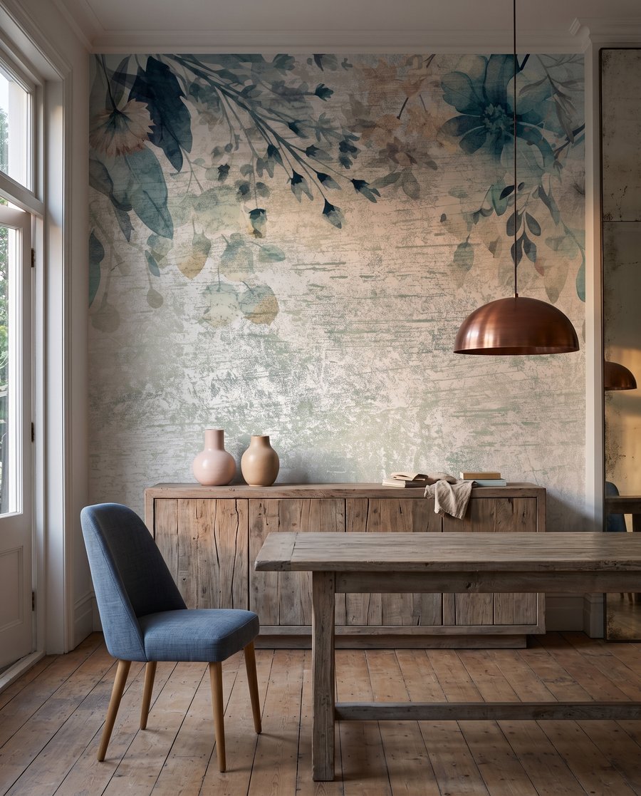 Flores azuis sobre patina — interior 7