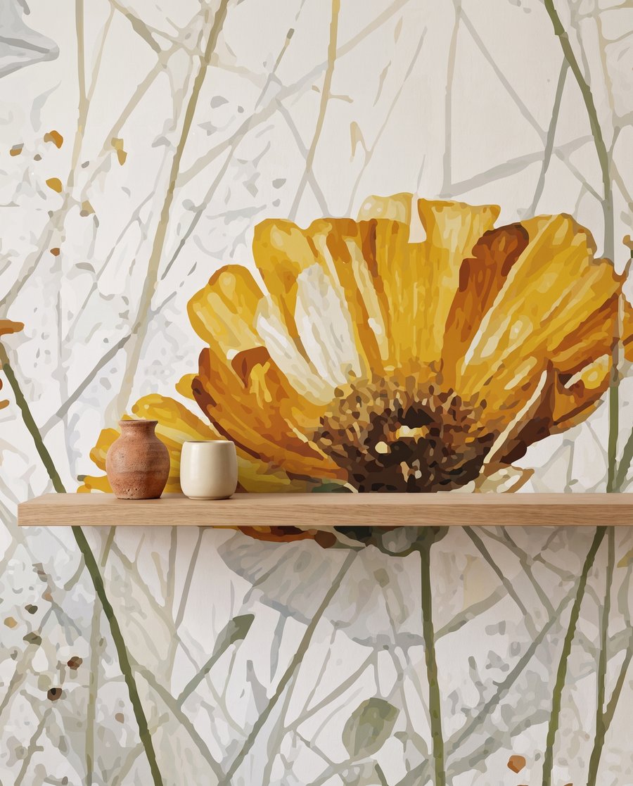 Flores amarelas à luz — detalhe