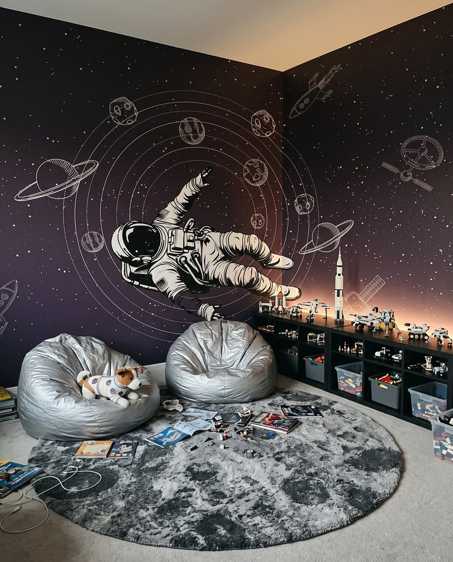 Astronauta entre órbitas num interior