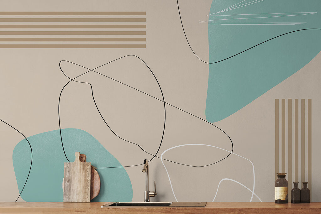 Formas com linhas soltas num interior