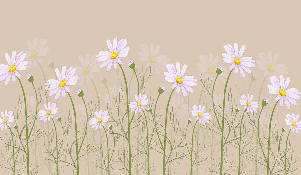 Margaridas em hastes finas — design completo