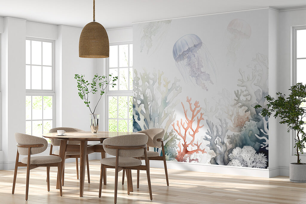 Medusa sobre coral claro — interior 2