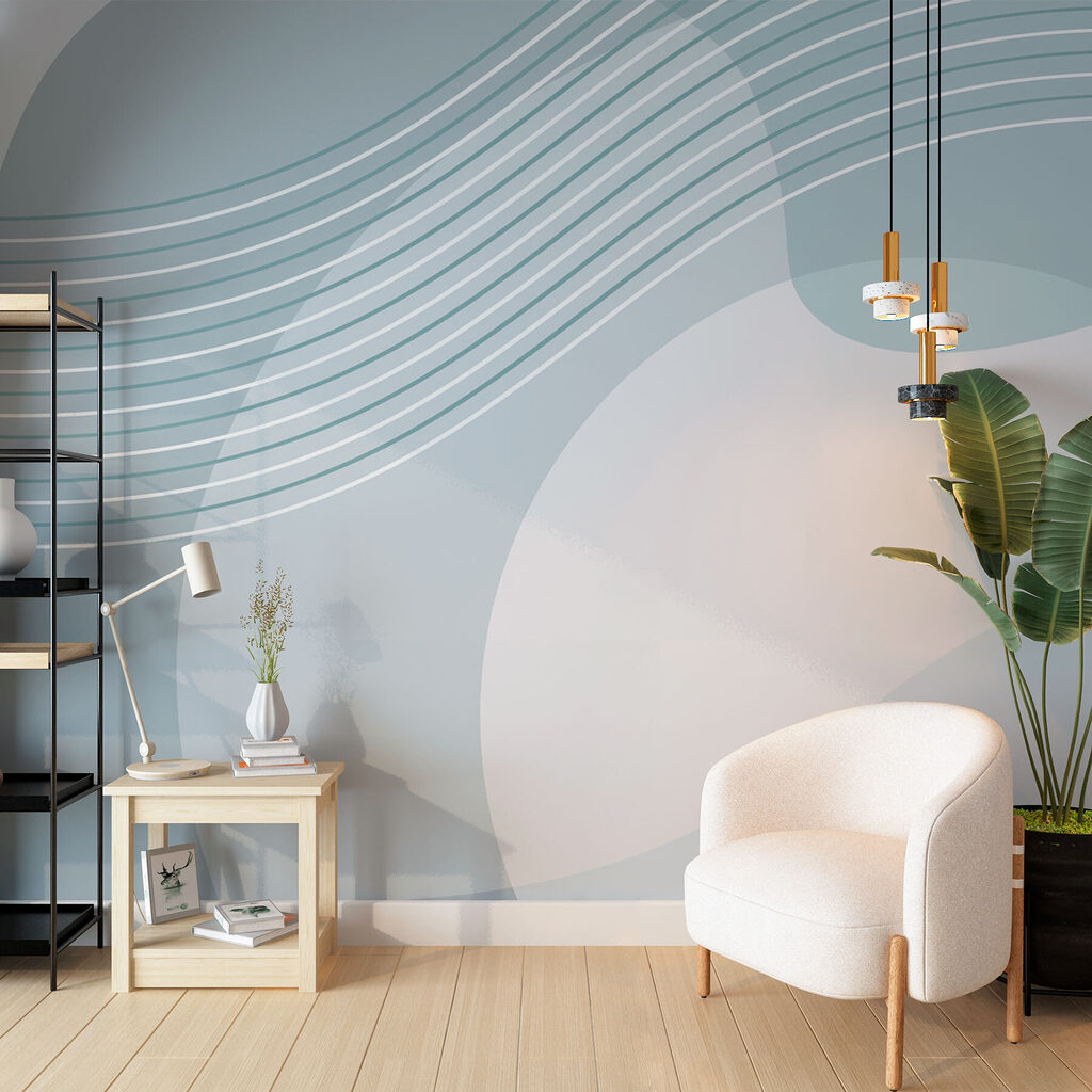 Linhas onduladas sobre formas — interior 1